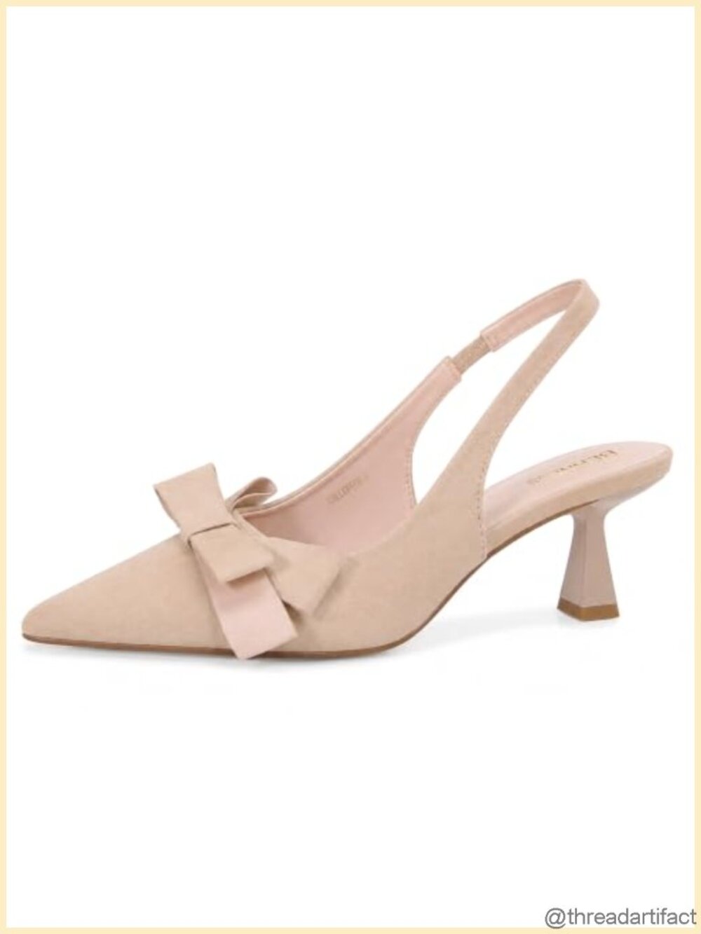 Faux Suede Slingback Kitten Heel Pumps with Bow Detail